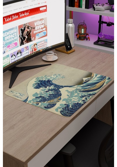Büyük Dalga Tablo Hokusai V1 48x40 Xl Gaming Kauçuk Kaymaz Taban Mouse Pad Fare Altlığı