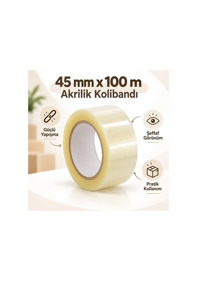 45 Mm X 100 M Şeffaf Akrilik Kolibandı 10'lu 1 Adet