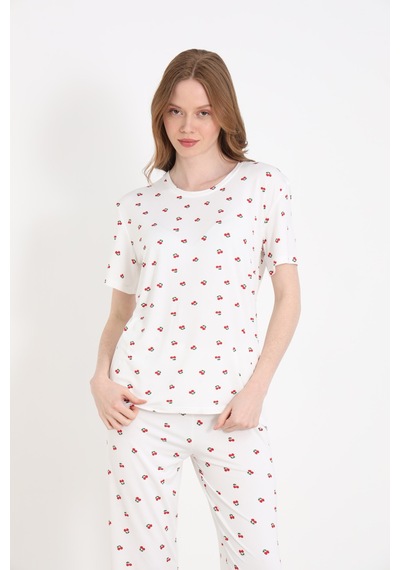 Elitol Bamboo Örme Desenli Kadın Pijama Takımı Desenli-1