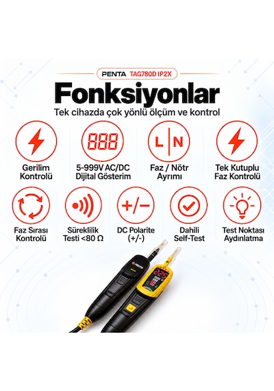 Penta Tag780d Ip2x Dijital Alçak Gerilim Dedektörü