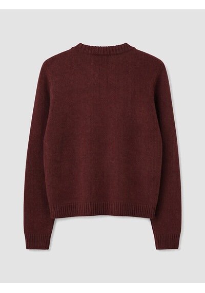 Lcw Modest Bordo Bisiklet Yaka Çiçek Nakışlı Kadın Triko Hırka