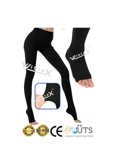 Wibtex Külotlu Varis Çorabı Açık Burun Siyah Renk Siyah CCL2 7 Açık Külotlu