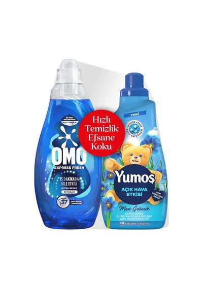 Omo Expres Fresh Beyazlar 1.480 Ml + Yumoş Açık Hava 1.440 Ml 5 Adet 2'li Set