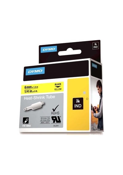 Dymo Rhinopro Isıyla Küçülen Şerit 6 Mmx1,5 M Sarı/siyah 18052 Diğer