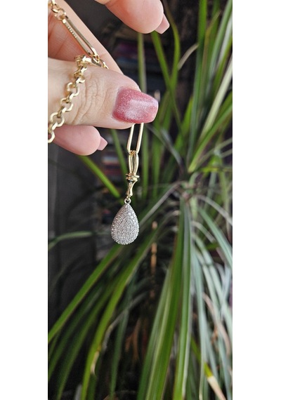 Slowshe 14 K Gold Kaplama Damla Vıp Kolye Zincir Uzunluğu: 45 Cm Gold
