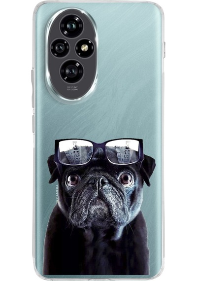 Huawei Honor 200 İle Uyumlu Köpek 3 Baskılı Kamera Korumalı Şeffaf Kılıf Şeffaf
