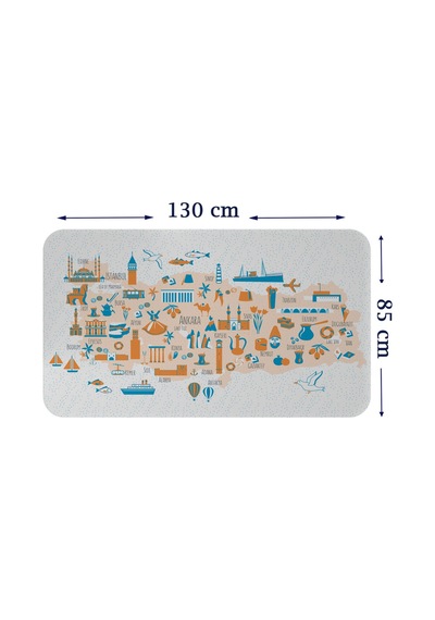 Eğitici Ve Öğretici Cocuk Odası Türkiye Haritası Duvar Sticker-85x130-3875 Çok Renkli