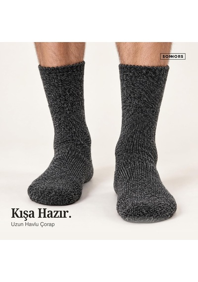 Xmlbayiciniz 3 Çift Unisex Muline İplikli Uzun Konçlu Kışlık Termal Çorap, Ön Yıkamalı Çok Renkli