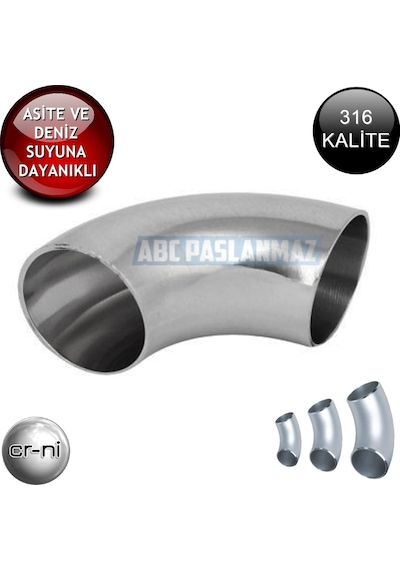 Paslanmaz Krom Patent Dirsek 90° 316 Kalite (Ölçü Seçiniz)