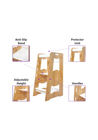 Minera Ahşap Montessori Öğrenme Kulesi / 1-6 Yaş / Naturel