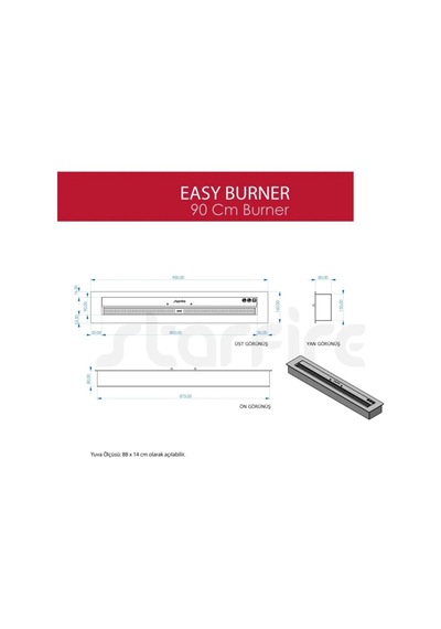 Copart 90 Cm Easy Burner Bacasız Şömine
