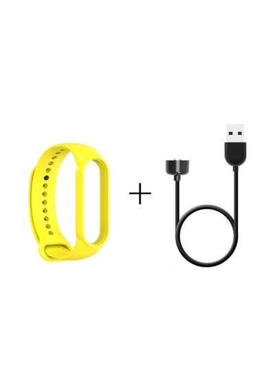 Xiaomi Mi Band 6 Şarj Aleti + Mi Band 6 Kordon Yüksek Kalite 2'li Set Sarı-c7416