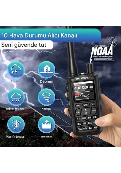 Baofeng Mını-5 Dual Band El Telsizi 2200mah Type-c Bataryalı Bluetooth Programlama Siyah