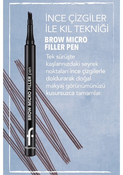 Brow Micro Filler Tarayıcı Keçe Uçlu Kaş Kalemi 8682536093040 004 Deep Brown
