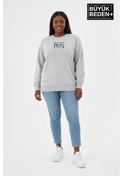 Süperlife Kadın Büyük Beden California 1974 Baskılı Bisilet Yaka İnce Sweatshirt Spr26bswk956-2 Gri Melanj Süperlife Kadın Büyük Beden California 1974 Baskılı Bisilet Yaka İnce Sweatshirt Spr26bswk956-2 Gri Melanj