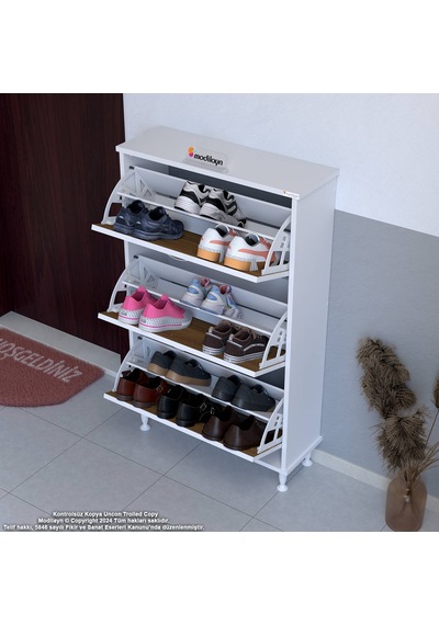 Modilayn Varbi Kapı Önü 52 X 119 X 25, 5 Cm Lik 3 Düşer Kapak 6 Göz Bölmeli Ayakkabılık Ceviz - Beyaz Modilayn Varbi Kapı Önü 52 X 119 X 25, 5 Cm Lik 3 Düşer Kapak 6 Göz Bölmeli Ayakkabılık Ceviz - Beyaz
