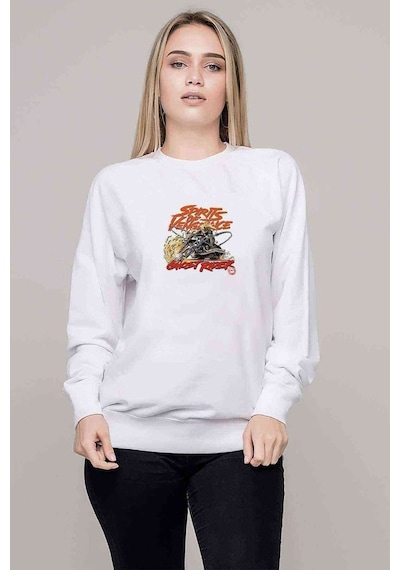 Ghost Rıder Spırıts Of Vengeance Baskılı Beyaz Kadın Sweatshirt