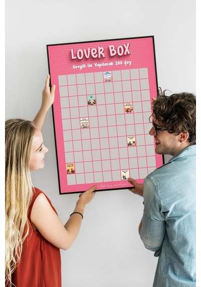 Lover Box Kazı Kazan Poster, Sevgiliyle Yapılacak 100 Eğlenceli Aktivite, Premium Kalite, Koruyucu Kaplama