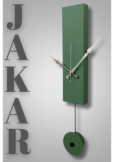 Jakar Model Dekoratif Metal Akar Sessiz Mekanizmalı Duvar Saati Sarkaç Şeklinde Süs Yeşil