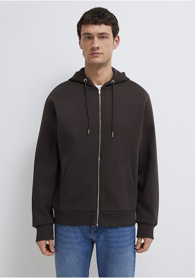 Mavi - Kapüşonlu Fermuarlı Kahverengi Basic Sweatshirt 0s10277-70219 Kahverengi
