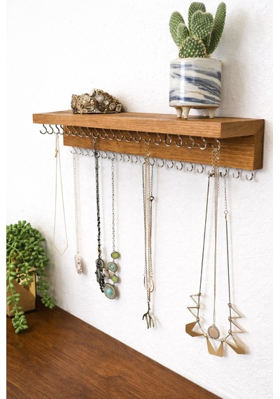 50cm 42kanca Kolye Asma Aparatı Kolye Askısı Metal Takı Standı Ahşap Duvar Askılık & Anahtarlık