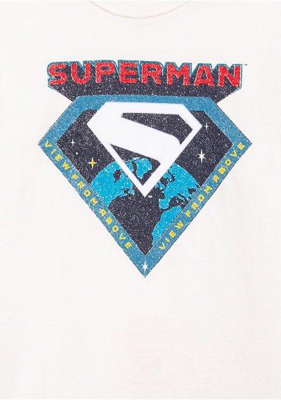 Mavi Superman Baskılı Beyaz Erkek Çocuk T-shirt M6610381-70057 Beyaz