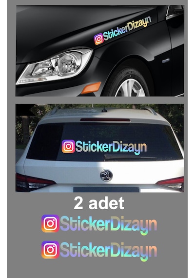 Kişiye Özel İnstagram Sticker 2 Adet - Sosyal Medya İnstagram Sticker - Araba Oto Araç Motosiklet Karavan Cam Sticker - 00926 60 Cm