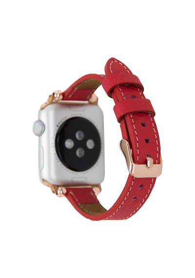 Bouletta Apple Uyumlu  Watch Deri Kordon 42-44-45 MM Ferro Kırmızı