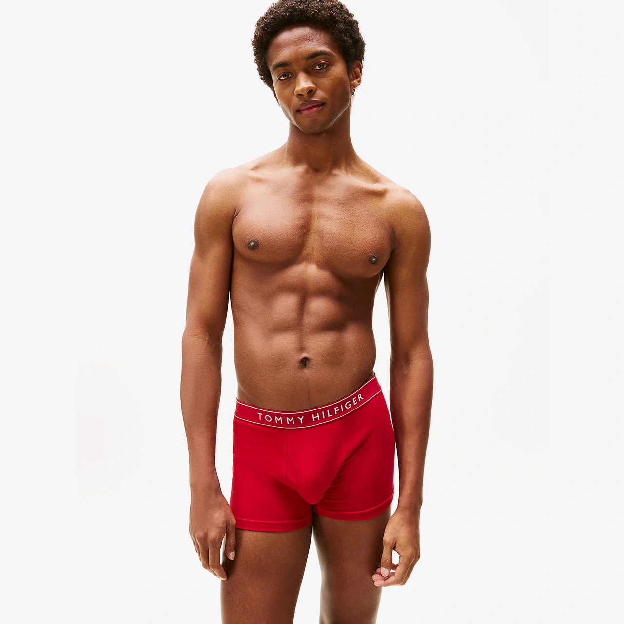 Tommy Hilfiger Bel Lastikli Logolu Erkek Siyah/beyaz/kırmızı 3'lü Boxer Um0um03520 Renkli