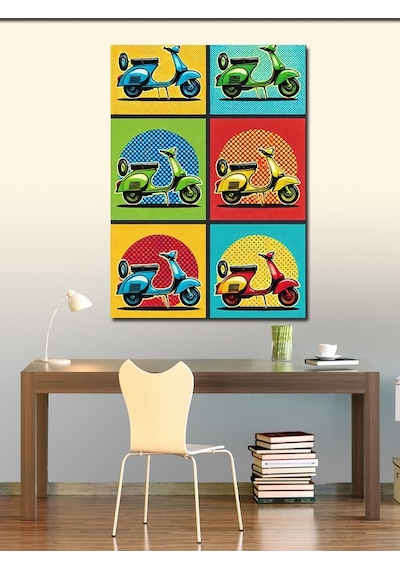 Kanvas Tablo Renkli Motosiklet Posteri 50cmx70cm