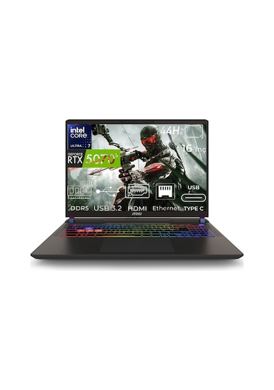 MSI Vector 16 HX AI A2XWHG-091XTR-10 Ultra 7 255HX 48 GB 2 TB SSD 12 GB RTX5070Ti 16" Free Dos Dizüstü Bilgisayar