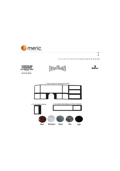 Meriç® Chrysler Cherokee Ön Torpido Kaplama 3 Parça 1984-1997 (530156073)