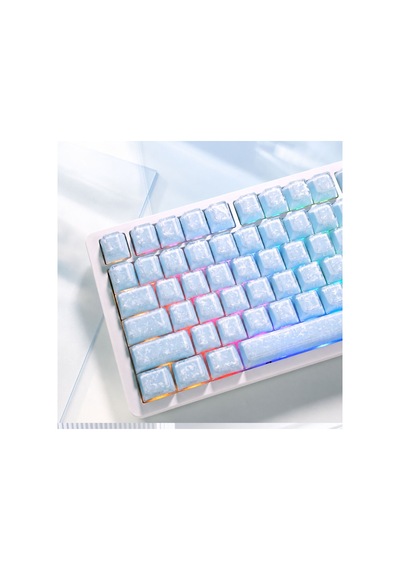 Leaven 128 Tuş Pbt Keycap Seti - Karbon Fiber Şeffaf Cherry Mx Uyumlu Rgb Klavye Tuşları - Mavi