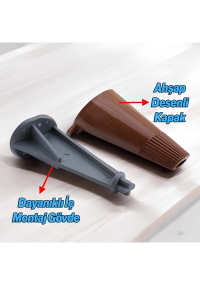 Badem10 Açılı Konik 12 Cm Ahşap Desenli Ayak Mobilya Yükseltici Baza Ayağı Koltuk Kanepe Altı Puf Ayakları 6395751