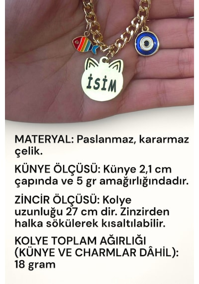 Kedi Tasması Isimli Kedi Tasması Zincirli Tasma Paslanmaz Çelik 1