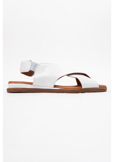 Luvishoes 706 Hakıkı Derı Beyaz Cılt Kadın Sandalet Beyaz