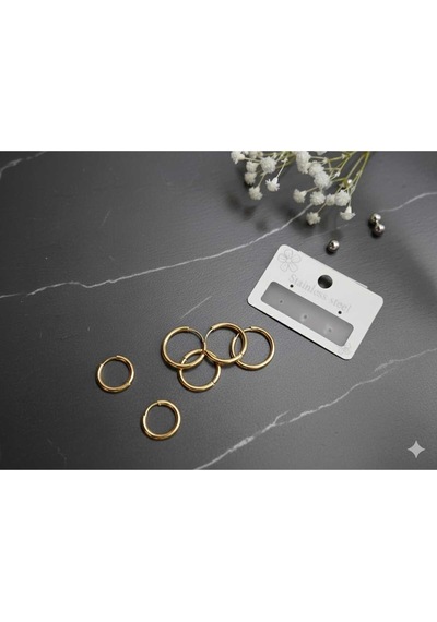 Çelik 3 Çift Set Küpe Gold Altın