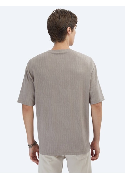 Kip Vizon Desenli Bisiklet Yaka T-shirt Vizon