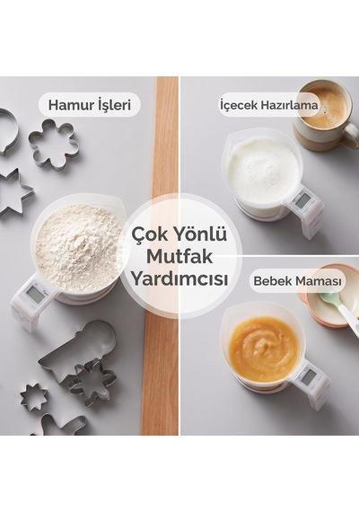 Dijital Hassas Mutfak Tartılı Ölçü Kabı 5 Kg Taşıma Kapasiteli 1g Ölçerli - Lcd Ekranlı Dara Almalı Dereceli Ölçü Sürahisi Ve Mutfak Tartısı Çok Renkli