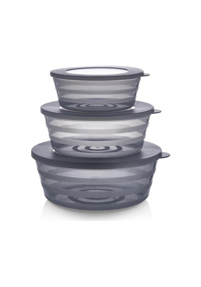 Flosoft Kapaklı Füme Saklama Kabı, Kase Çerezlik Kahvaltılık 3 Boy 6 Lı Set 2x 400ml,700ml,1100ml 6 Adet Füme