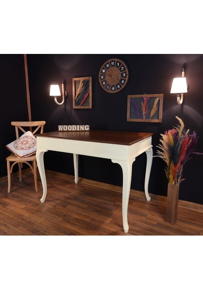 Wooding-Mobilya Wooding 120 Cm Masif Krem Ceviz Yemek Masası