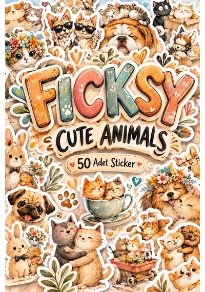 Sevimli Kedi Ve Köpek Sticker Seti - 50 Adet Etiket Çıkartma Diğer