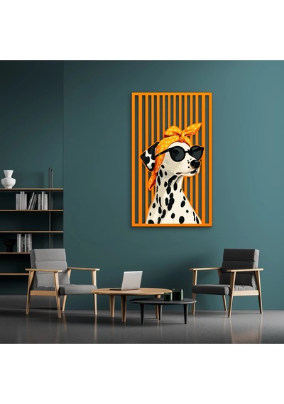 Bandanalı Havalı Dalmaçyalı - Metal Tablo - Dec0371 57 X 95 Cm Çok Renkli