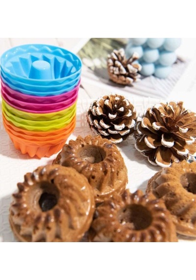 24'lü Yıkanabilir Yanmaz Mini Chef Göbekli Muffin Pişirme Kalıbı, Silikon Kek, Cupcake, Hamur7x3,5cm Diğer