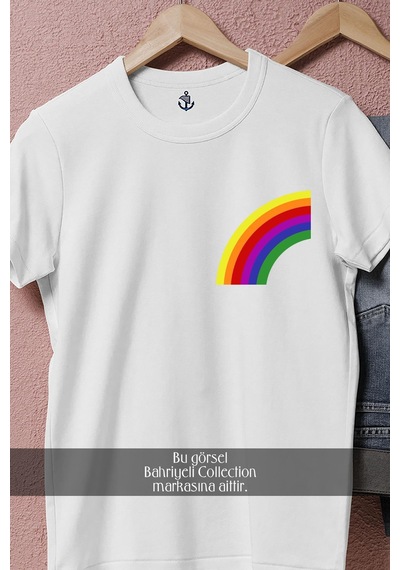 Oversize Lgbt Rainbow, Colors Cep Tasarımlı Unisex T-shirt Beyaz