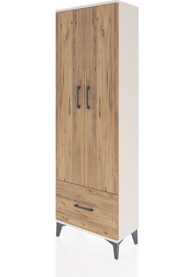 Arges Dolap 4 Raflı Tek Çekmeceli 2 Kapaklı 60x30x182 Aytaşı-çam Aytaşı