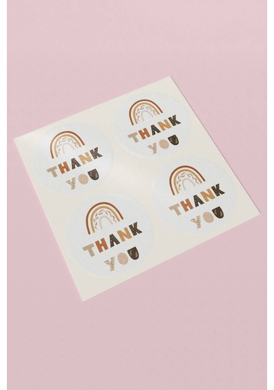 90 Adet Thank You Teşekkür Etiketi Boho Gökkuşağı 3x3cm St2048 Çok Renkli