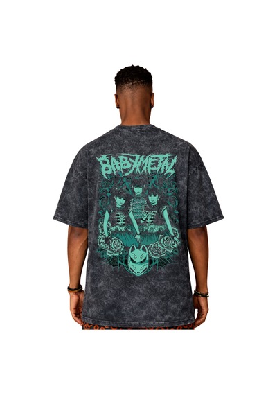 Sevbano Babymetal Rock Metal Müzik Grubu Sırt Baskılı Unisex Oversize Esk Siyah