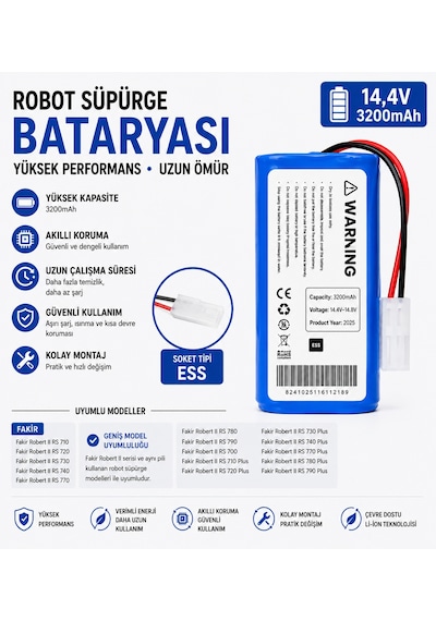 Xiaomi Mjstg1 Uyumlu Robot Süpürge Bataryası 14.4v 3200mah Li-ion