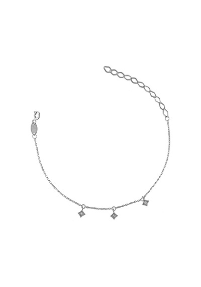 Kuyumcudukkani "3 Taş Sallantılı"halhal- 50273-w-w Beyaz